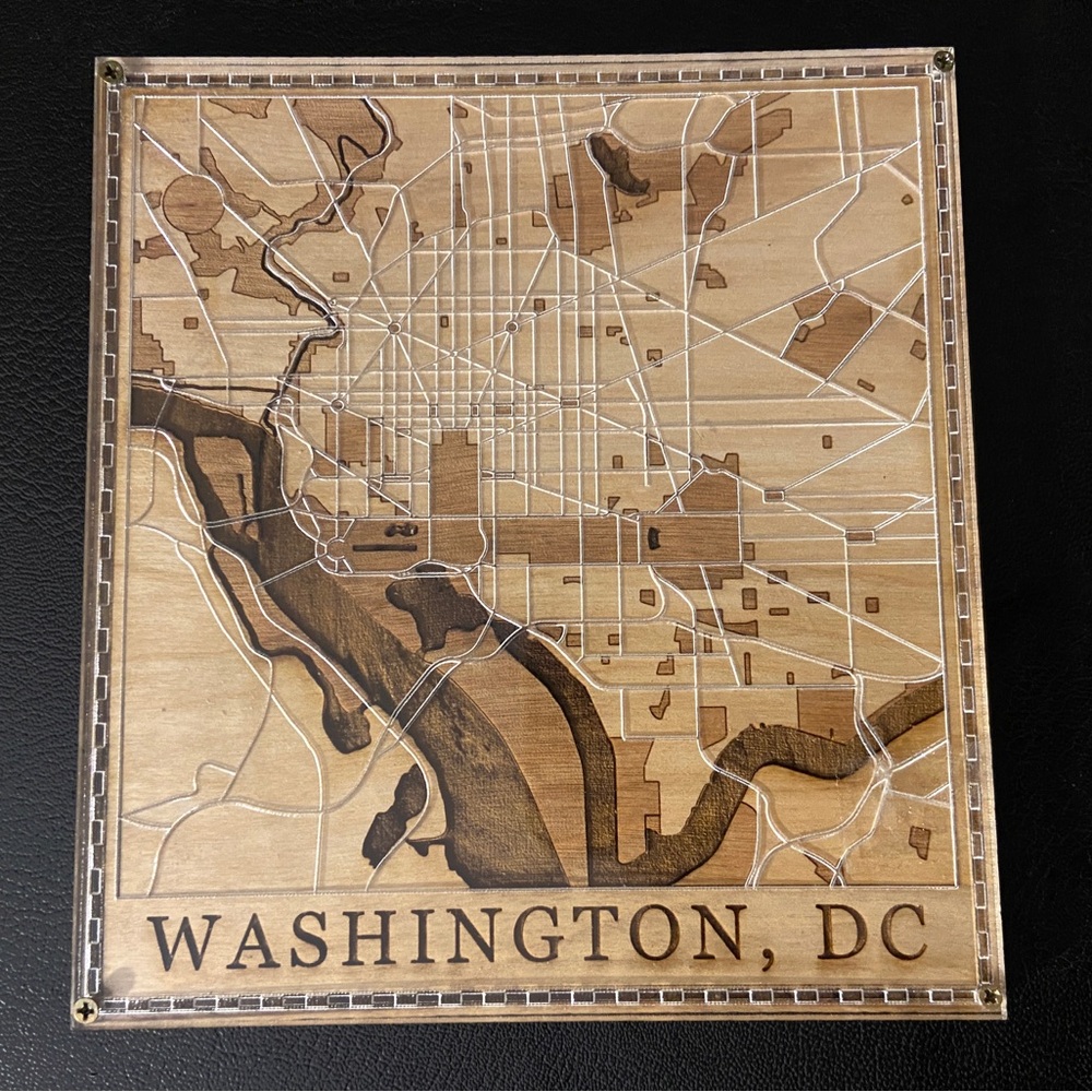 Washington DC Wood Acrylic Map